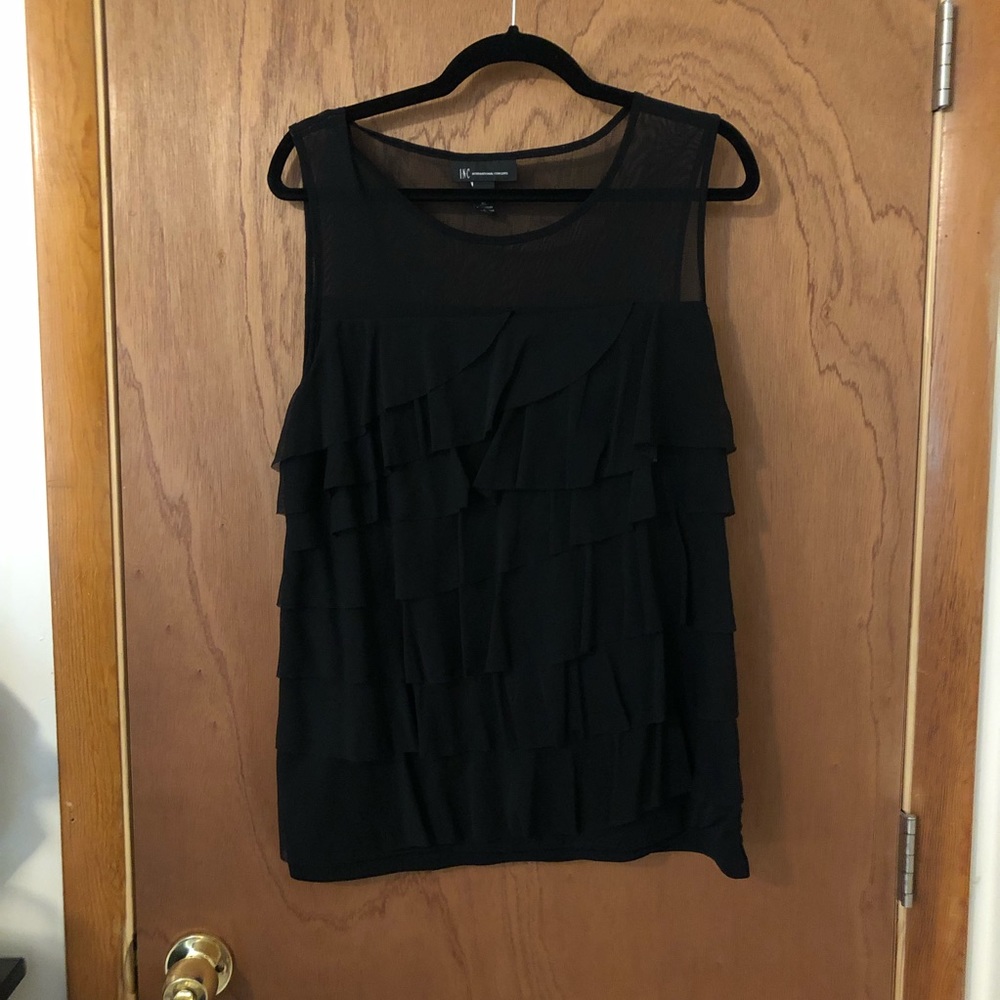INC Black Ruffled Top